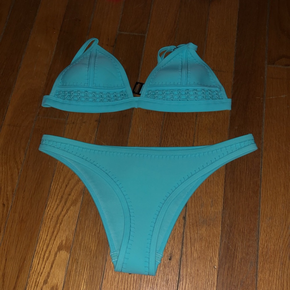 blue triangle bikini set